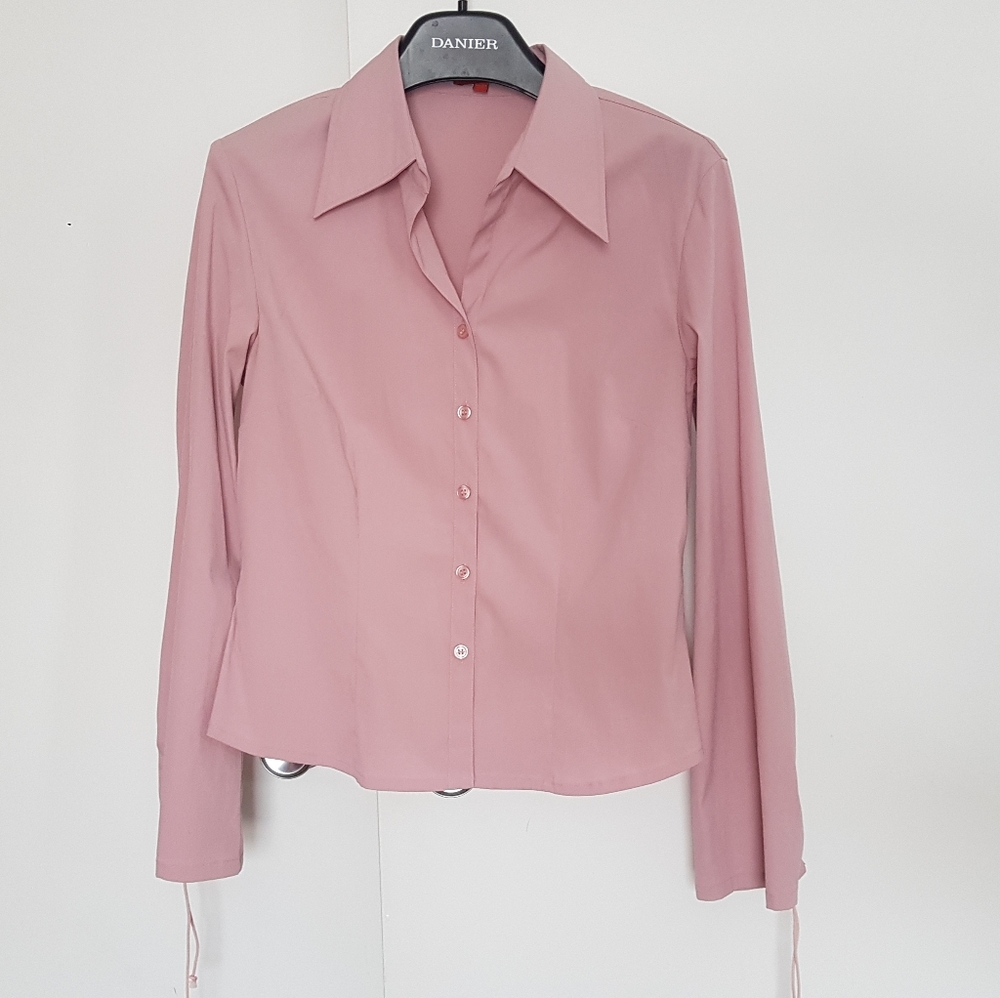 Vintage Pink fitted shirt flare tie up sleeves